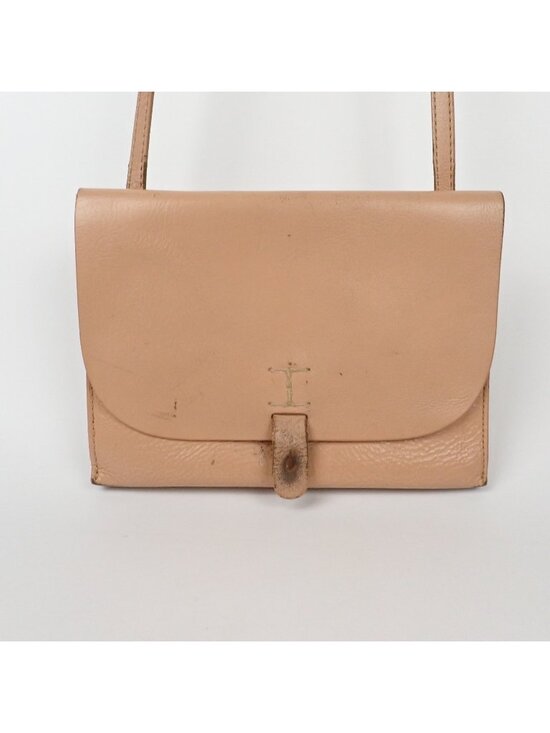 Lucky Brand Handbags - Lucky Brand Leather Fold-Over Crossbody Purse – Tan Cream – Vintage Bag